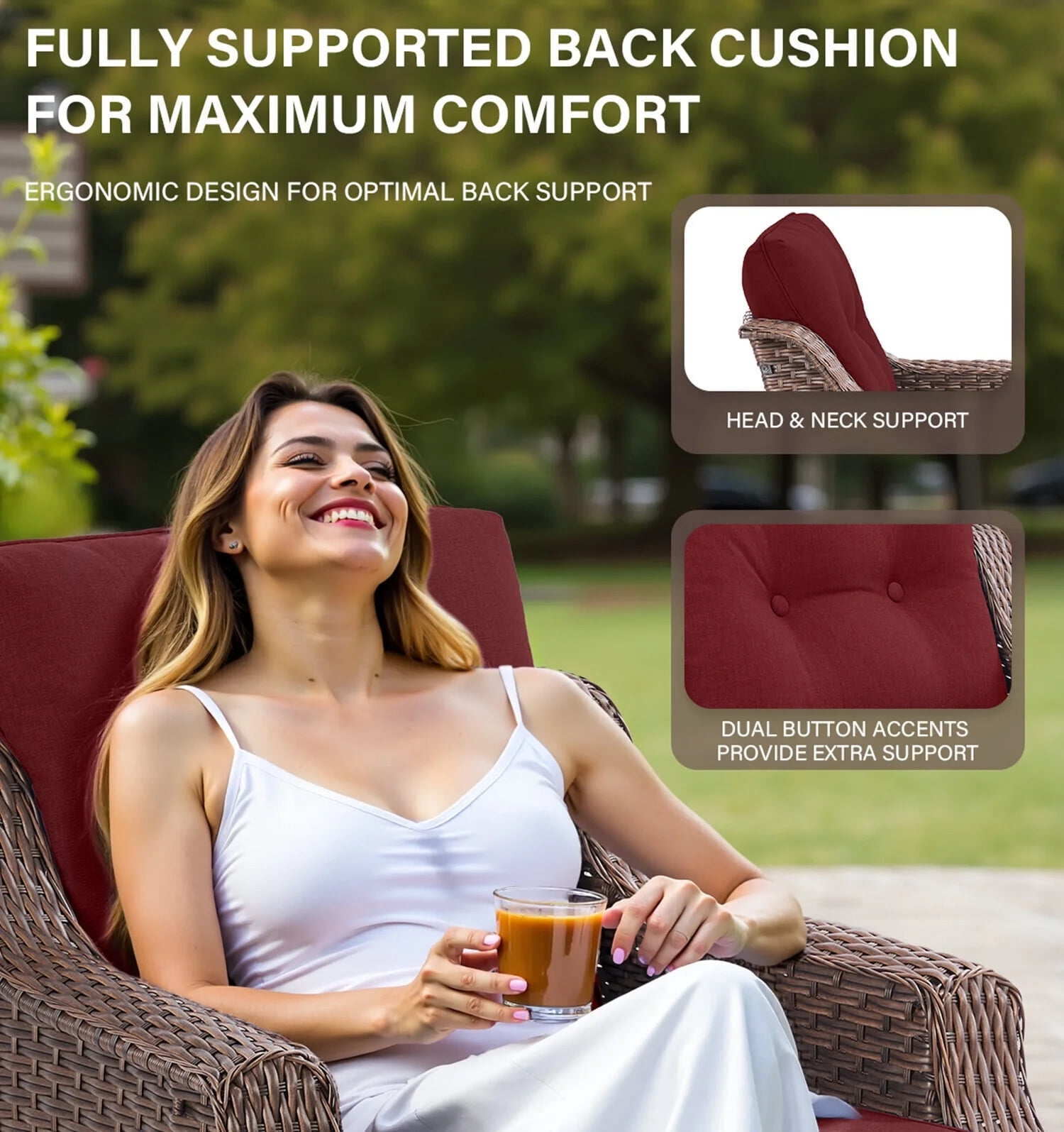 Bellefurn Outdoor Patio Swivel Rocker Patio Chairs with 6" Thick Cushion and Side Table,Rattan Patio Swivel Glider Chairs Outdoor Furniture Set Conversation Set for Porch,Deck,Yard