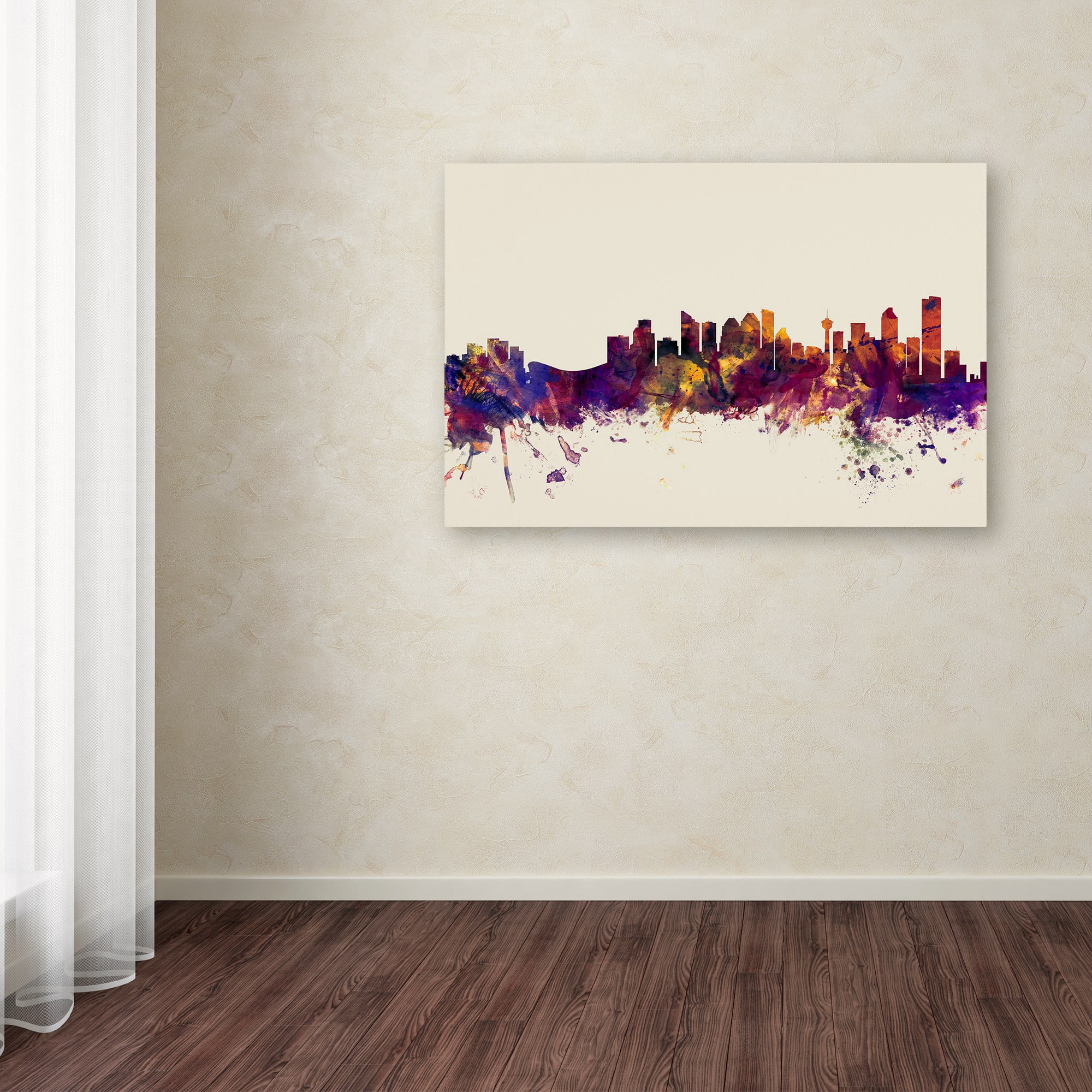 Trademark Fine Art "Calgary Canada Skyline" Canvas Art by Michael Tompsett