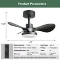 thumbnail image 6 of Tower Fan 24" Small Ceiling Fan with Light remote control ,Modern Low Profile black Ceiling Fan, 6-Speeds Quiet Reversible DC motor for Bedroom,Kitchen,Box Fan, 6 of 7