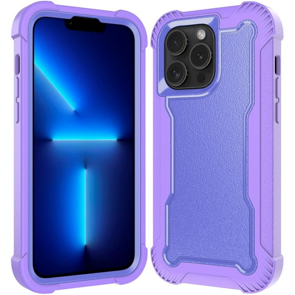 For Apple iPhone 16 Pro (6.3") Tough Hybrid Shockproof Hybrid PC   TPU Bumper Frame Rubber Drop Proof 3in1 Armor Full Body Cover, XPM Phone Case [Purple]