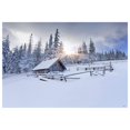 thumbnail image 1 of BSDHOME Polyester 7x5ft Sunset Snow Forests Cabins Photography Backdrop Winter Photo Background, 1 of 3