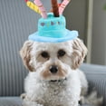 thumbnail image 3 of BRIGHTFUFU Adorable sombrero de fiesta de feliz cumpleaños para mascota, gato, perro, con pastel y 5 velas coloridas, accesorio para disfraz de Cosplay, tocado (azul), 3 of 8