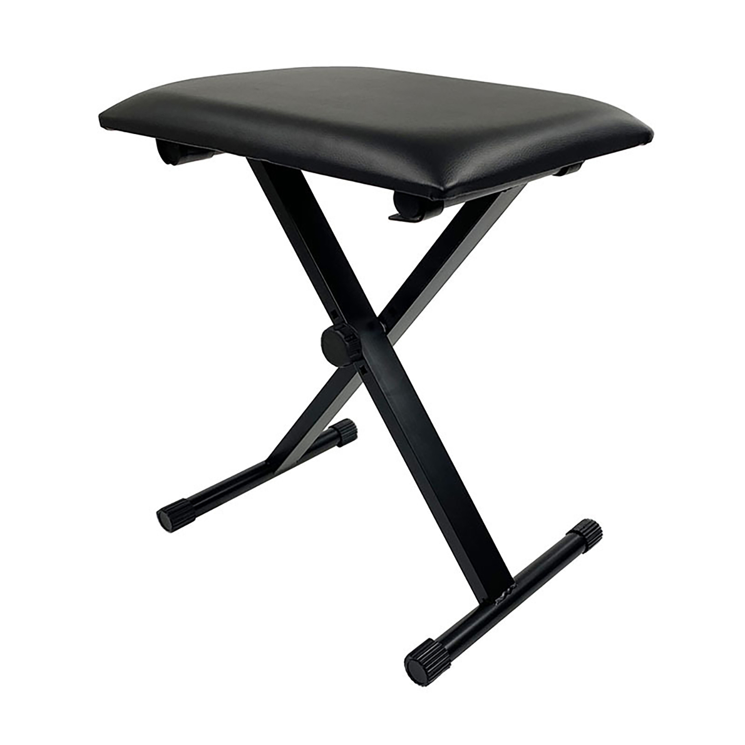 Asunby Adjustable Folding Piano Keyboard Bench, Leather Padded X-Style Performance Stool, Foldable Music Seat Chair for Home Stage, Black Instrument Accessories