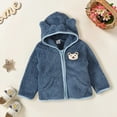 thumbnail image 2 of NOKIO Toddler Girls Zip Up Cotton Hoodie Jackets Kids Children Coat Solid Color Long Sleeved Plush Zippered Hood Thickened Cartoon Bear Top Party Birthday School Child Winter Fuzzy Overcoats, 2 of 4