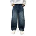 thumbnail image 2 of SOFTCCLO Boys Jeans Size 5-6Y Straight Wide Leg Denim Trousers Soft Playwear Spring Loose Casual School Handsome Big Youth Kids Pants, 2 of 8
