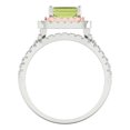 thumbnail image 4 of 3.05ct Brilliant Emerald Cut Natural Peridot 18K White/Rose Gold Halo Solitaire with Accents Engagement Bridal Wedding Ring Band Set size 4.75, 4 of 7