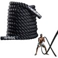 thumbnail image 1 of Max4out Battle Ropes 1.5 inch 30 ft - Polyester Workout Rope Heavy for Home Body Workouts Building Muscle, Gray Black, 1 of 4