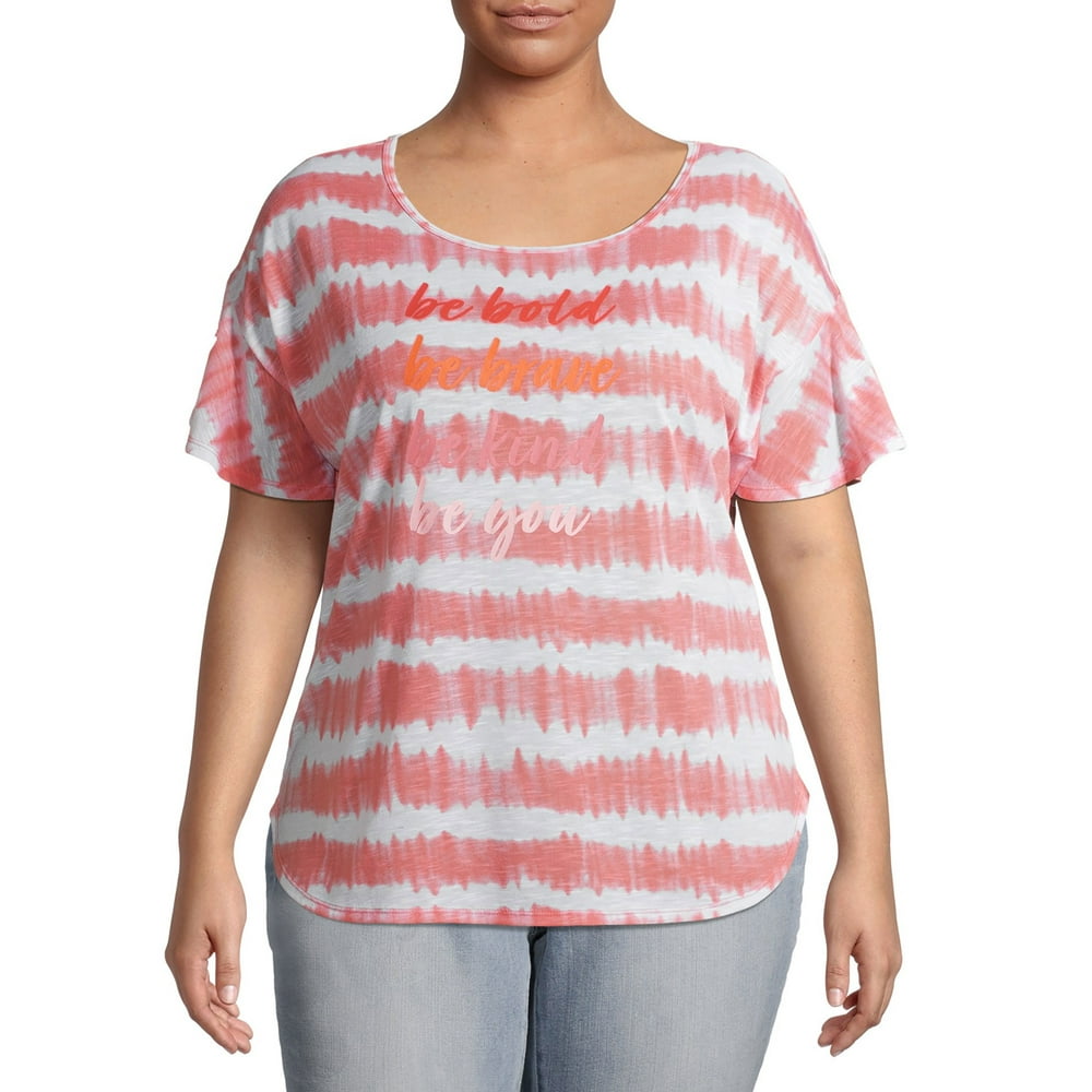 TRU SELF - Tru Self Plus Size Flutter Sleeve Graphic Tie-Dye T-Shirt ...