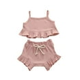 thumbnail image 2 of LSLJS Children Solid Color Drawstring Shorts Baby Girl Sleeveless Sling Top Sets Summer Clothes Kids Clothing Trendy 2024, 2 of 3