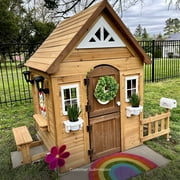 Backyard Discovery Aspen Cedar Wooden Kids Playhouse, Play Kitchen, Snack Bar Window