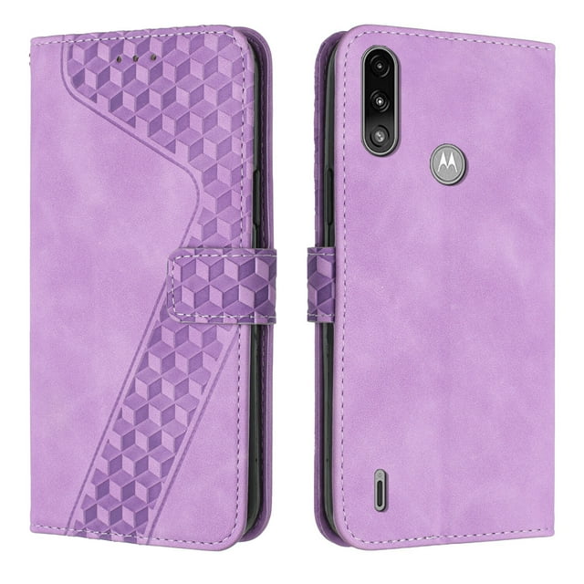 Compatible with Motorola Moto E7 Power Case Wallet Design with Card Slots Magnetic Closure Cover