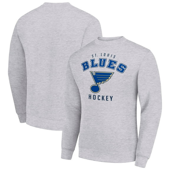 Men's Starter Heather Gray St. Louis Blues Team Logo Fleece Pullover Sweatshirt