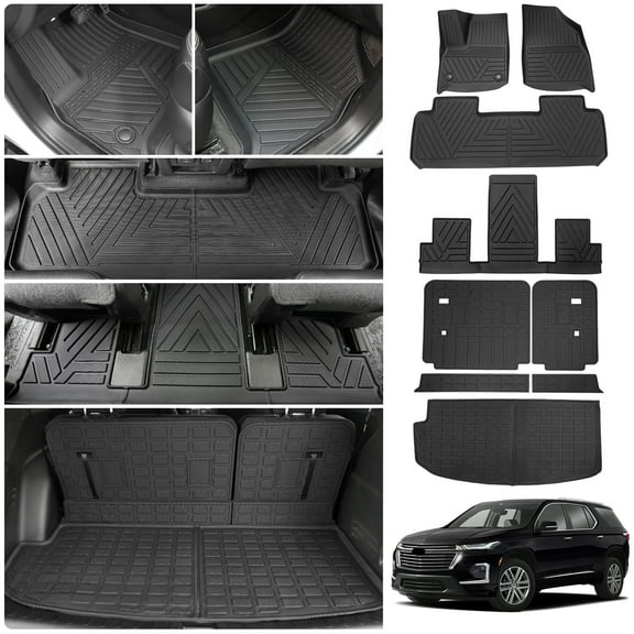 Floor Mats For 2018-2023 (Fit 2024 Traverse Limited) Chevrolet Traverse Cargo Liner 7 Seat (Trunk Mat Backrest Mats Floor Mats)
