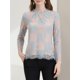 thumbnail image 5 of INSPIRAR CHIC Blusa Elegante de Manga Larga con Encaje y Cuello Volante, dobladillo Peplum, Floral, Talla XL, Azul-Rosa, 5 of 8