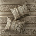 thumbnail image 4 of Noaman 7-Piece Jacquard Comforter Set Brown/Gold California King - Luxury Bedding Collection with Decorative Pillows & Bed Skirt, 4 of 14