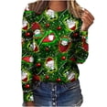 thumbnail image 1 of Pntutb Femmes à Manches Longues tops de Noël Imprimé Femmes Pull Col Rond à Manches Longues top, 1 of 3