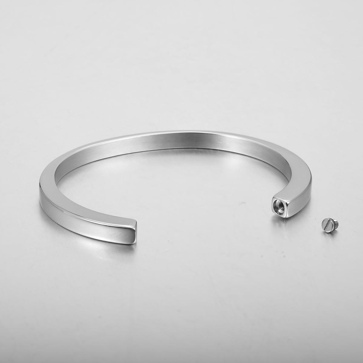 Anavia Silver Classic Bangle Bracelet Cremation Urn For Human Ashes Memorial Keepsake with Free Funnel Kit and Velvet Jewelry Box