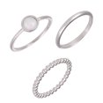 thumbnail image 1 of Anillo de tres piezas con gema simple, piedra lunar, ópalo, flor de ciruelo vintage ShuxiuWang 9024735194545, 1 of 1