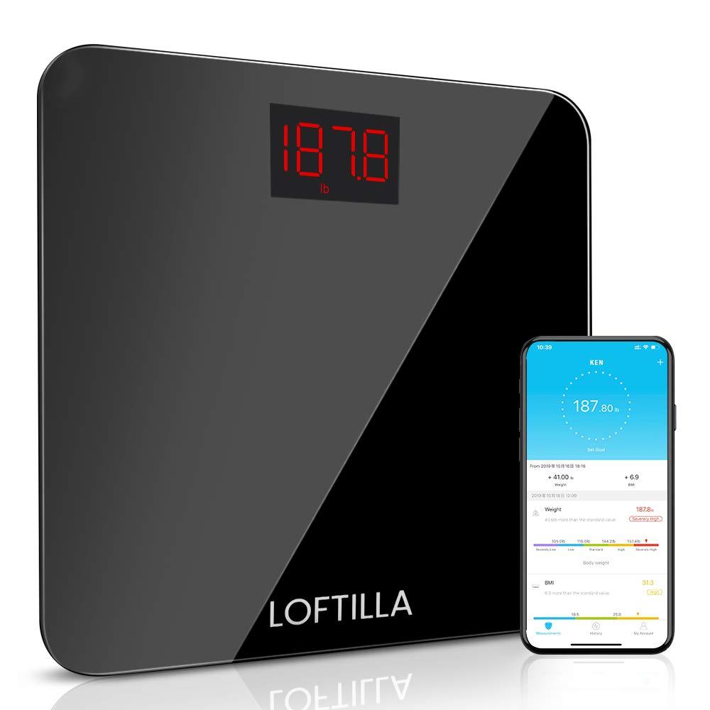 Loftilla Bathroom Scale for Body Weight BMI Scale Black