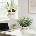 thumbnail image 6 of Plastic Flocking Flower Pot Set | Round Thickened Planters for Indoor Plants | White & Yellow Decorative Vases with Drainage Holes, 6 of 6