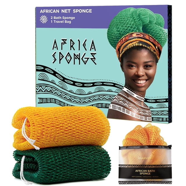 Esponja de red africana para exfoliación corporal Afro Scrub, 2 piezas