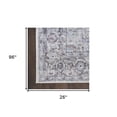 thumbnail image 6 of HomeRoots 533107 8 ft. Floral Power Loom Distressed Washable Runner Rug Beige & Ivory, 6 of 7