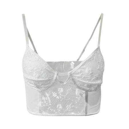 

Cathalem Apparel T Women s Punk Goth Floral Lace Bustier Corset Party Bralet Crop Top Sleeveless Tunic Vest White Small