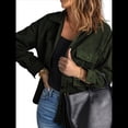 thumbnail image 3 of Chaqueta de Mujer de Gran Tamaño con Botones y Larga con Aberturas. Verde M, 3 of 8