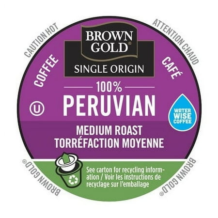 Brown Gold Coffee 100% Peruvian, RealCup portion pack for Keurig K-Cup Brewers