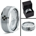 thumbnail image 4 of Tungsten Directional Pad Buttons Gaming Controller Band Ring 8mm Men Women Comfort Fit Gray Step Bevel Edge Brushed Polished, 4 of 4