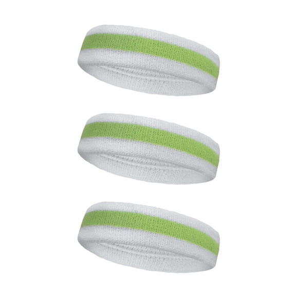 COUVER Unisex Two Color Striped Sports Head Sweatband Apple Green 3 Pack