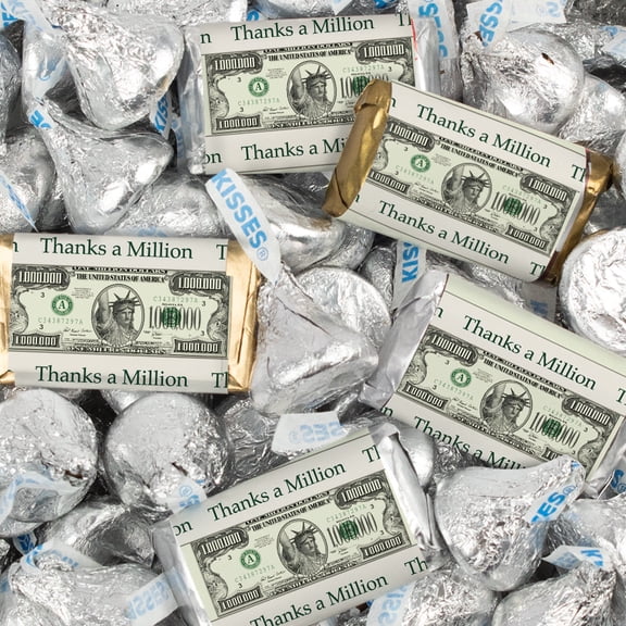 124 Pcs Thank You Candy Favors Hershey's Miniatures & Kisses by Just Candy (1.52 lbs) - Thanks a Million