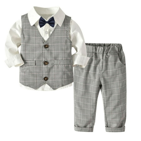 

LBECLEY Sports Attire for Boys 4Pc Gentleman T Shirt Baby Bowtie Cloth Toddler Wedding Pants Boy Suit Vest Sets Boys Outfits&Set Hoodies Baby Boys White 90