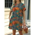 thumbnail image 5 of Gustave Womens Summer Dresses Cap Sleeve Floral Mini Dress Casual Loose Crewneck T Shirt Dresses Beach Sundress with Pockets, 5 of 7