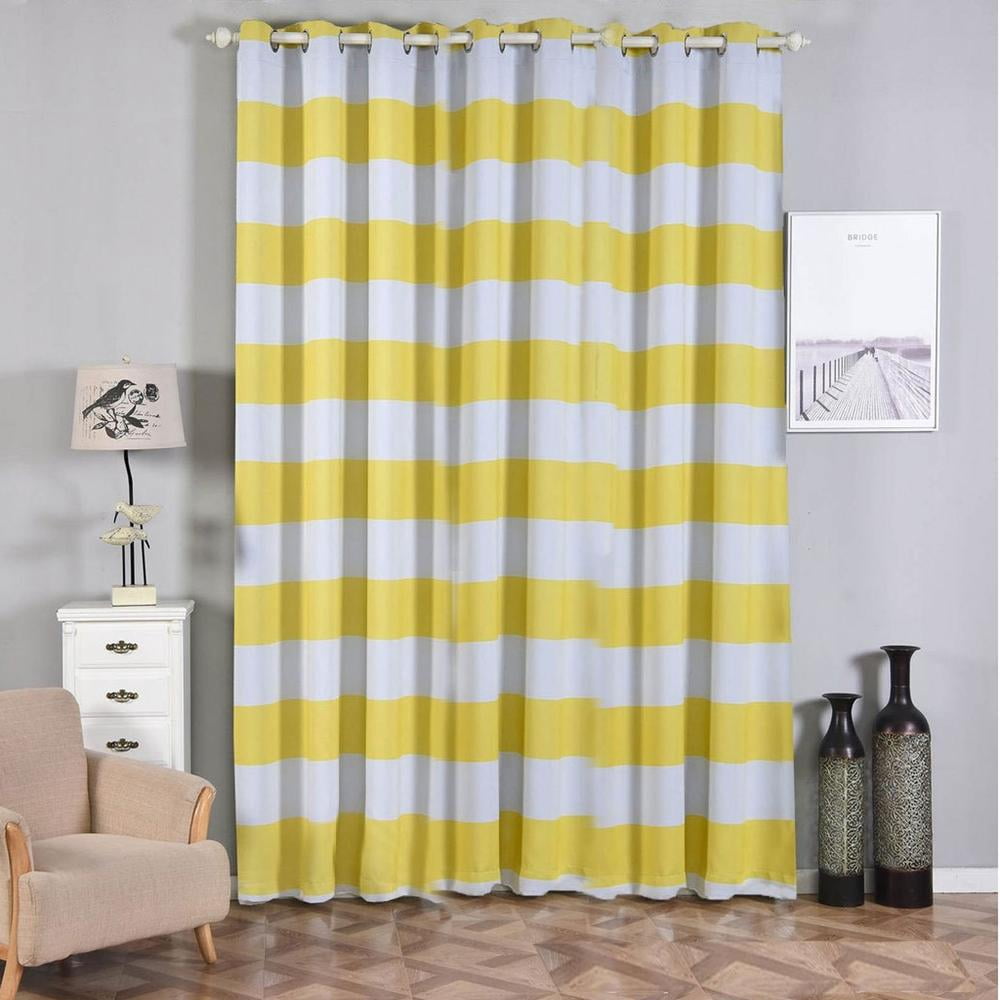 Cabana Stripe Curtains | 2 Packs | White & Yellow Blackout Curtains ...