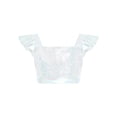 thumbnail image 3 of Choomomo Sequin Flutter Sleeve Dance Crop Top for Girls Square Neck Sparkly Dance Top for Stage Show & Recital White 6, 3 of 6