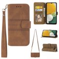 thumbnail image 1 of Nalacover Wallet Case for Google Pixel 6A, Embossed Pattern PU Leather Card Slots Holder Wrist Strap Handbag Kickstand Flip Folio Cover with Shoulder Strap Crossbody Magnetic Clasp Case,Brown, 1 of 9