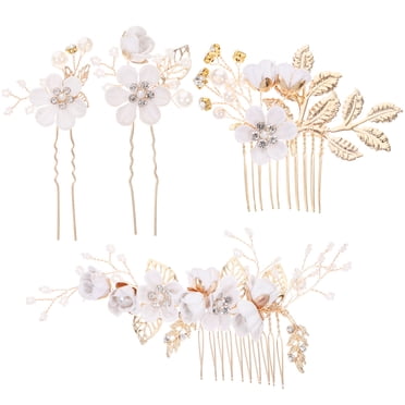 4 Pcs Peigne à Cheveux Fleur, Épingle à Cheveux, Accessoire de Cheveux de Mariage