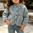 thumbnail image 5 of Samdudou Toddler Girls Fleece Jackets Fuzzy Sherpa Coats Button Down Fall Winter Warm Outerwear Kids Plush Stand Collar Layering Clothes Size 6M-3 Years, 5 of 7