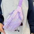thumbnail image 5 of AZXY Sling Crossbody Bag, Purple Lightweight Fabric Fanny Pack with Adjustable Strap, Casual Embroidered Waist Bag for Travel Daily Use, 5 of 7