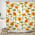 thumbnail image 4 of SUNOLIFE Yellow Sunflower Shower Curtain,Floral Waterproof Fabric Bathroom Curtain with Hooks,72x72 in, 4 of 5