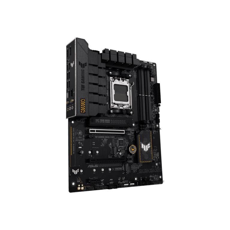 ASUS TUF GAMING B650-E WIFI AMD B650 AM5 ATX motherboard, DDR5, 8+2 teamed power stages, PCIe 5.0, a PCIe 5.0 M.2 slot, Realtek 2.5 Gb Ethernet, Wi-Fi 6E, HDMI, DisplayPort, front USB ASUS TUF GAMING B650-E WIFI AMD B650 AM5 ATX motherboard, DDR5, 8+2 teamed power stages, PCIe 5.0, a PCIe 5.0 M.2 slot, Realtek 2.5 Gb Ethernet, Wi-Fi 6E, HDMI, DisplayPort, front USB