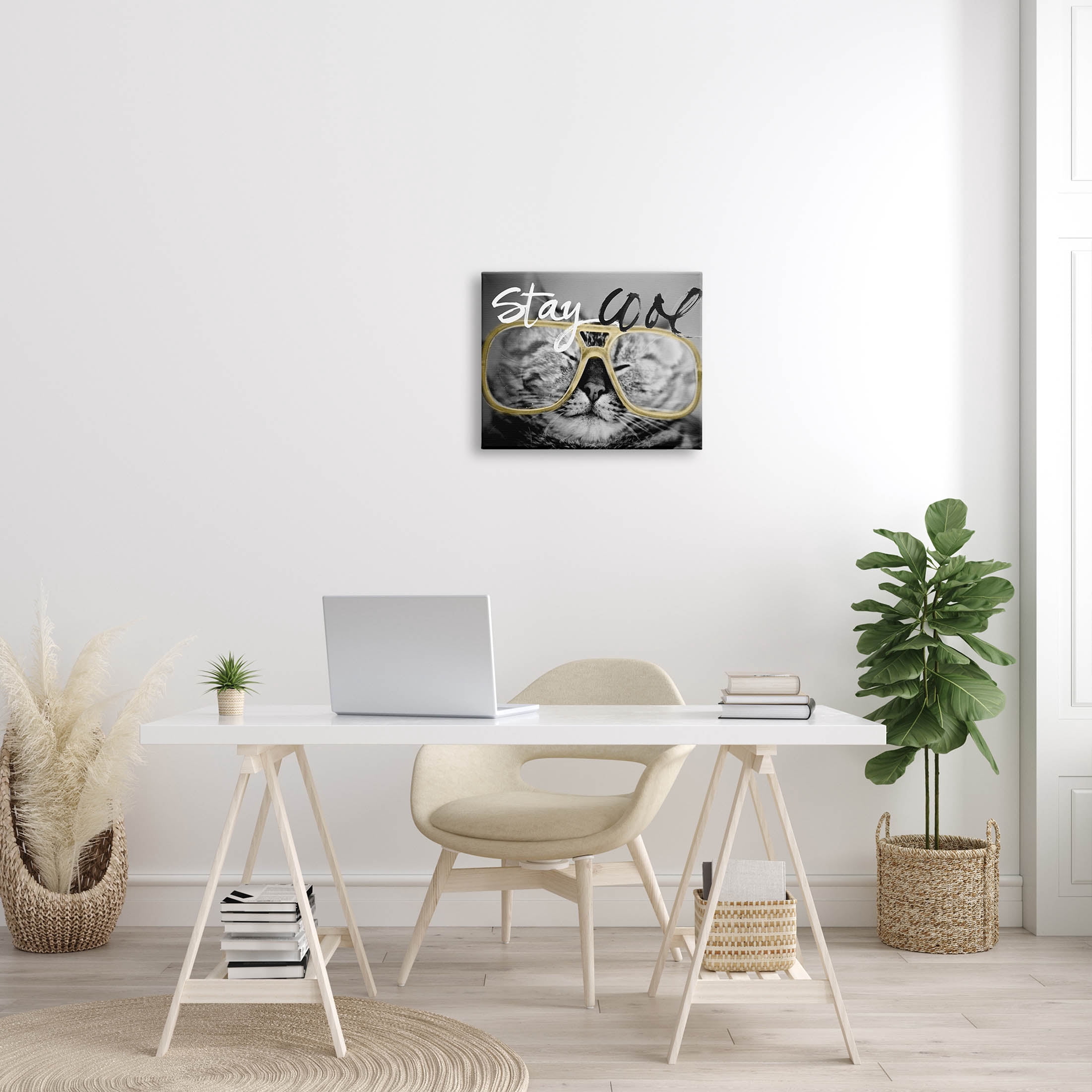 Stupell Industries Stay Cool Cat Glasses Graphic Art Gallery Wrapped Canvas Print Wall Art, Design by Sundance Group