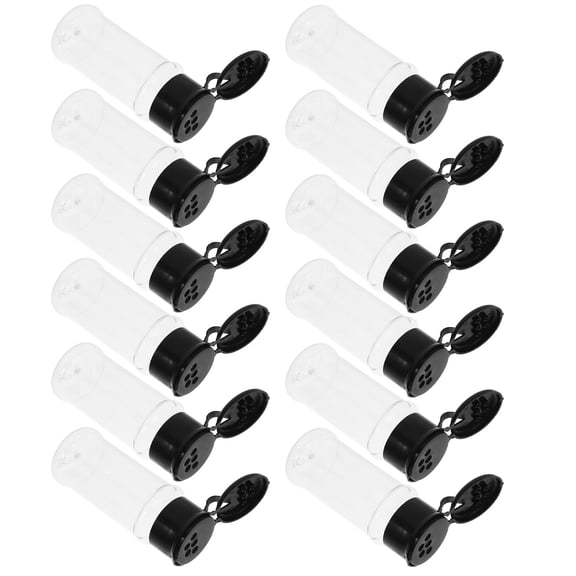 Toyvian Spice Jars Condiment Bottle Black Caps 12Pcs