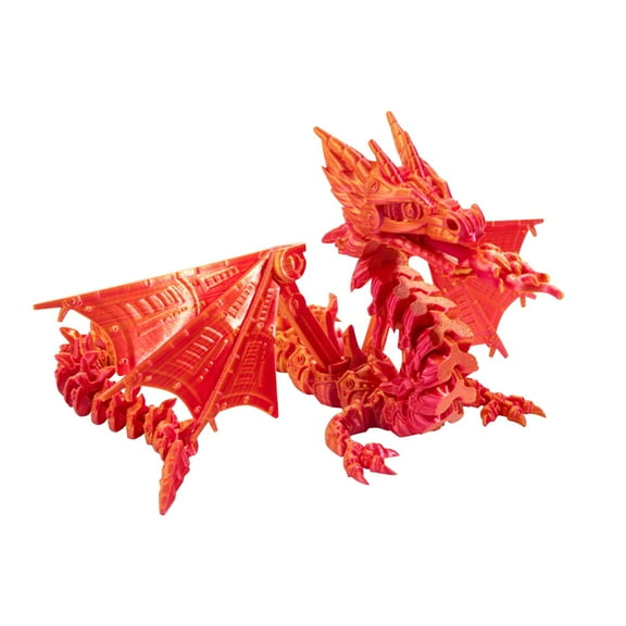 GuFamilya 3D Printed Figurine Movable Dragon Figurine Toy Red