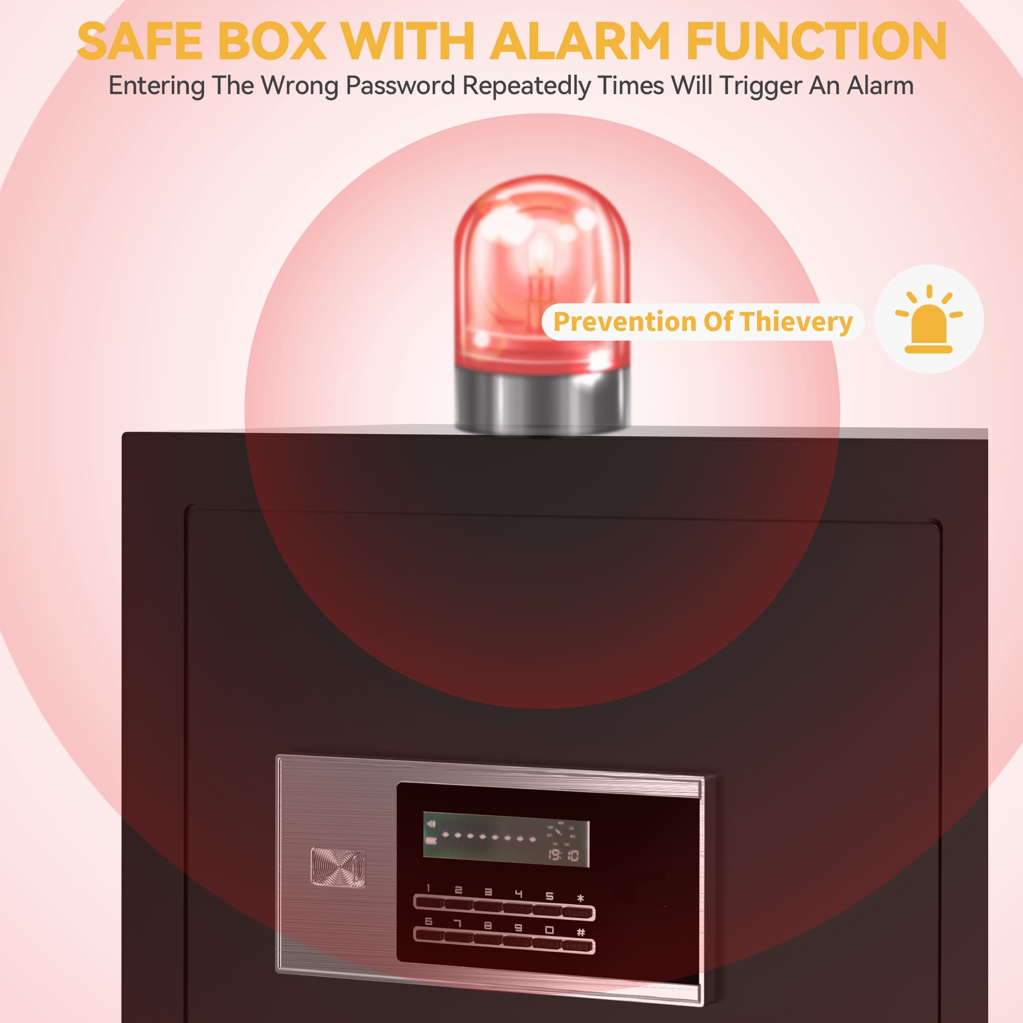 Dextrus Fire Resistant Home Safe with Digital Keypad, 27.16" x 20.47" x 16.14", Black