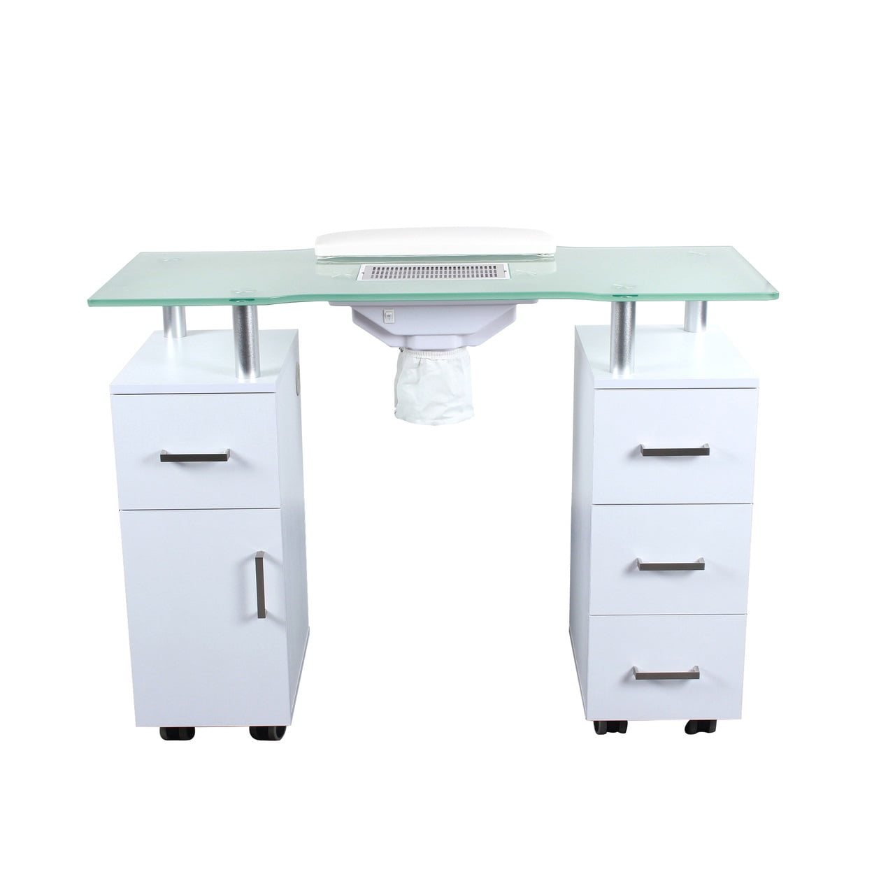 Manicure Table GLASS GLOW WHITE Salon Nail Table Salon Furniture