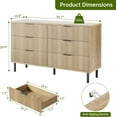 thumbnail image 2 of Twister.CK Modern 6 Drawer Double Dresser for Bedroom, Wide Chest of Drawers, Wooden TV Stand, Clothes Storage Cabinet Organizer for Living Room, Natural Oak, 2 of 6