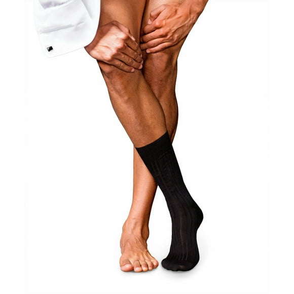 FALKE Chaussettes Habillées pour Hommes No. 13, Légères, Respirantes, Douces pour la Peau, Coton Piuma Luxueux, Bas de Créateur, Noir (Noir 3000), 9.5-10.5, 1 Paire