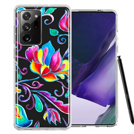 MUNDAZE Case For Samsung Galaxy Note 20 Ultra Bright Colors Rainbow Water Lilly Floral Phone Cover